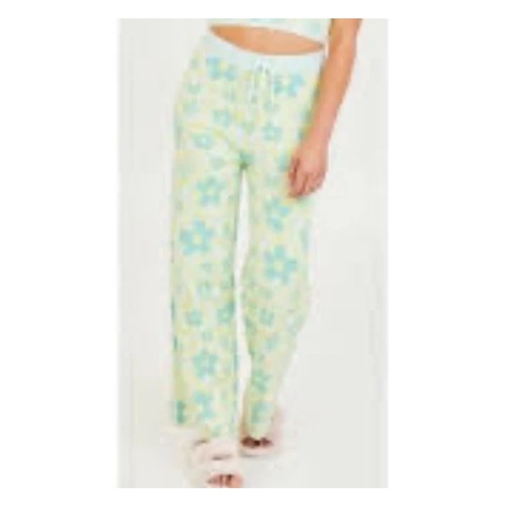 Altar’d State Women’s Supersoft Daisy Floral Sweater Pant Loungewear Green Large